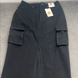 Sincerely Jules Black Cargo Denim Skirt